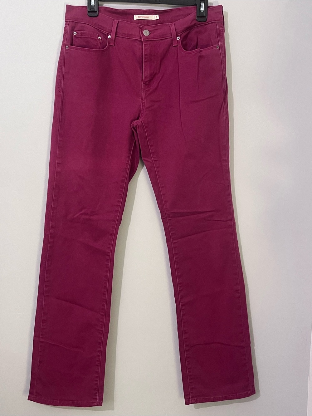 Levi’s 505 Women’s Straight-Leg Stretch Jeans Magenta Mauve Sz 8